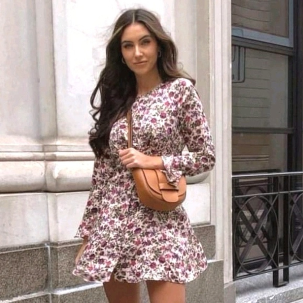 Zara Floral Dress - Pink and Cream